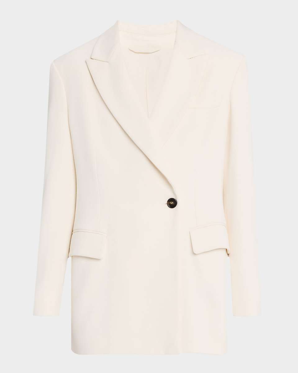 Diagonal Button-Front Viscose Blazer